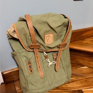 Fjallraven Olive and Tan Backpack